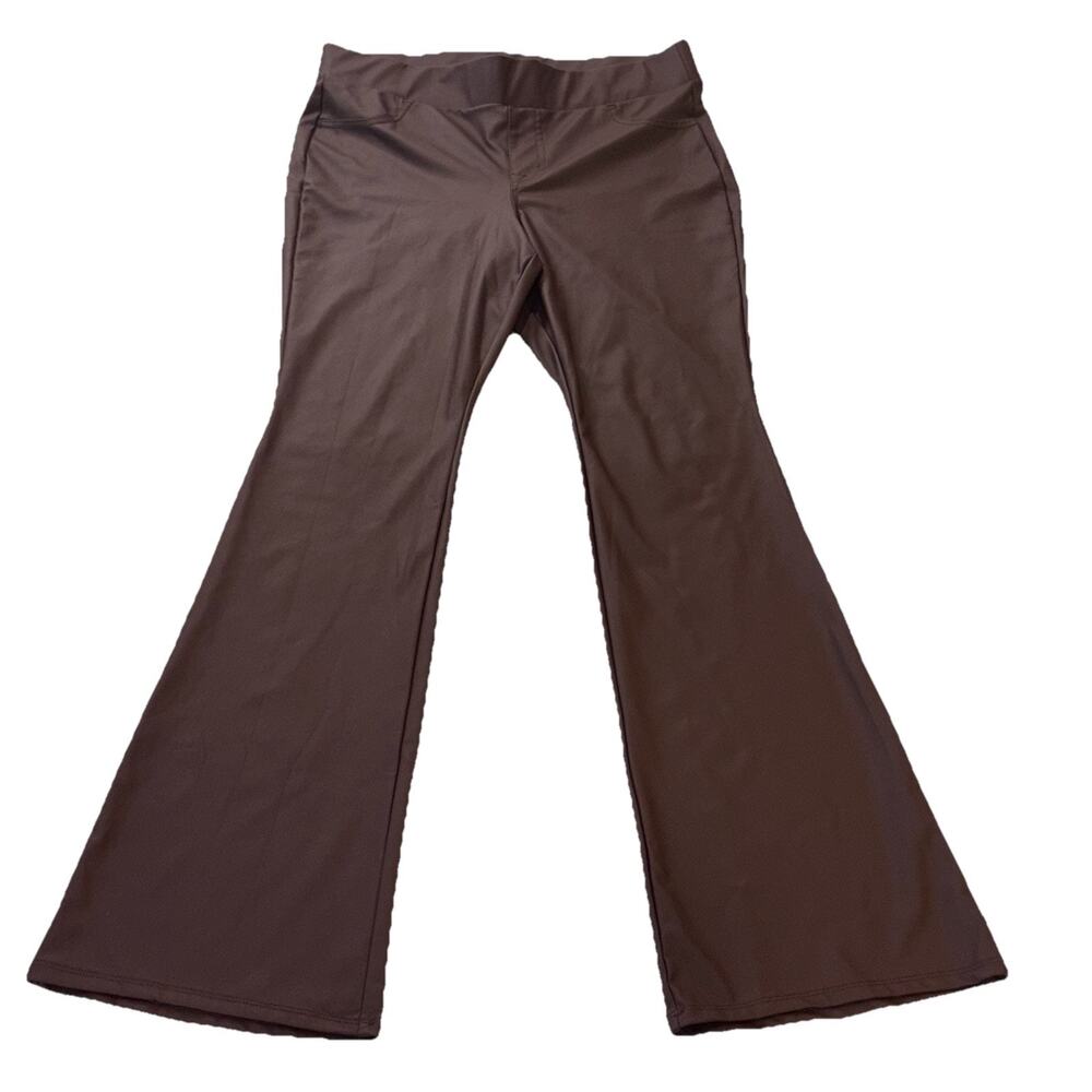 Torrid 0 Lg‎ Brown Faux Vegan Leather Full Length Slim Leg Bootcut Legging Pants